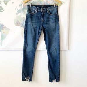 Hudson Jeans Nico Skinny Medium Wash Blue Raw Hem Mid Rise Stretchy Size 26